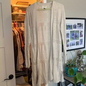 Long open knit cardigan